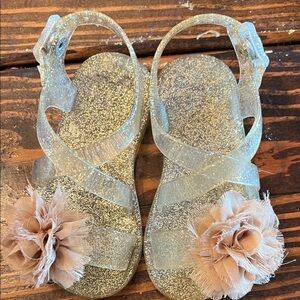 Sparkling Kids Sandals with Floral Detail